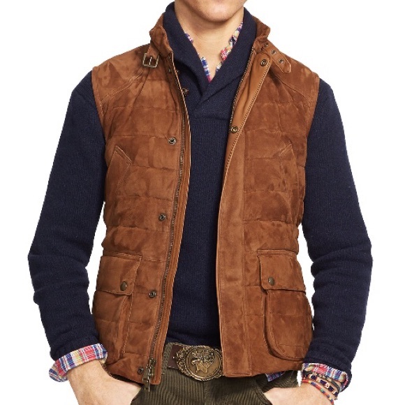 mens suede vest ralph lauren